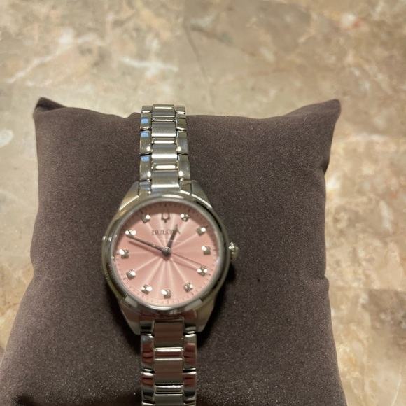 Bulova Women's Watch with Pink Dial and Silver Band - Picture 2 of 8